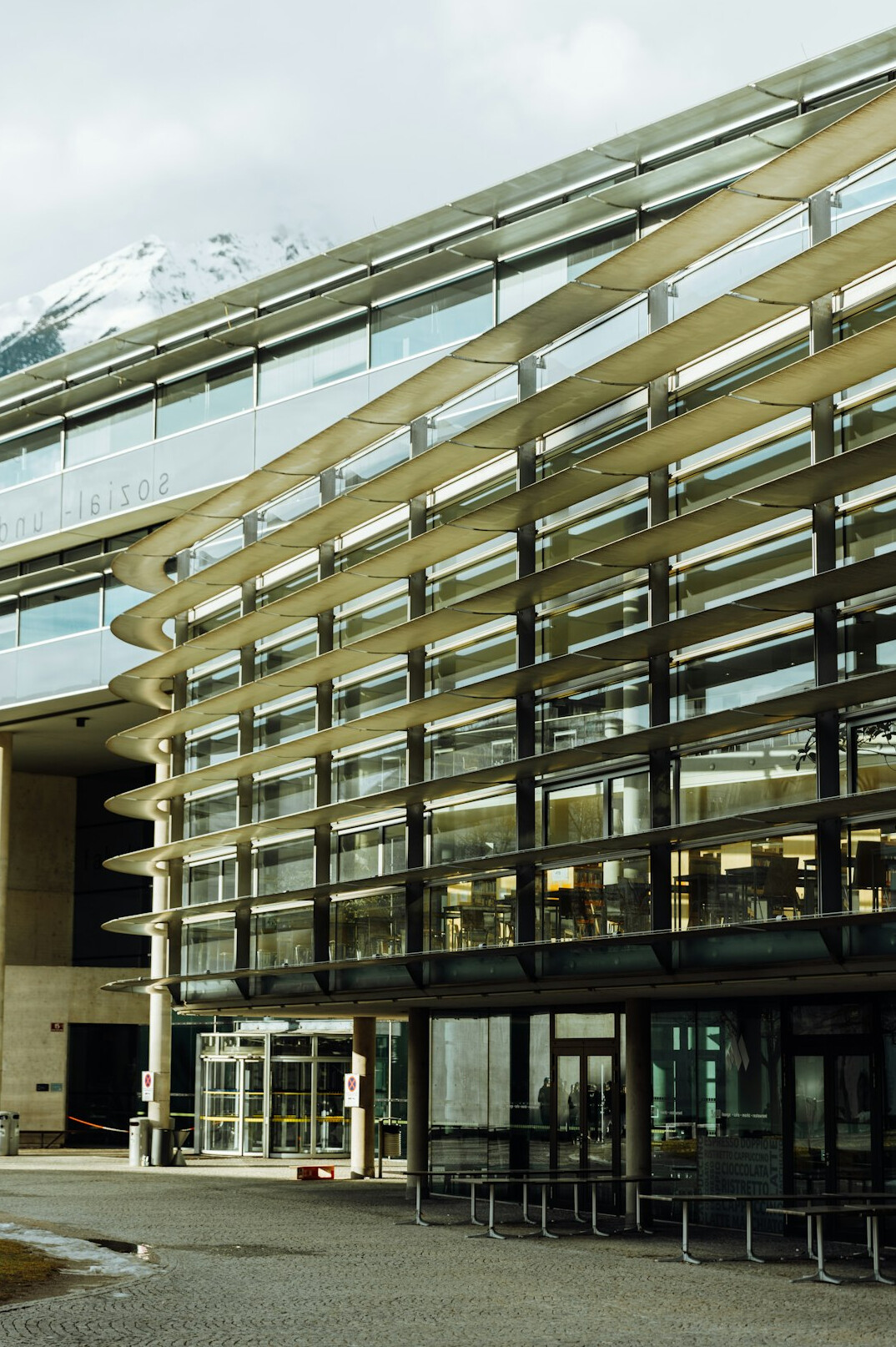 Modern Swiss corporate headquarters glass building exterior
